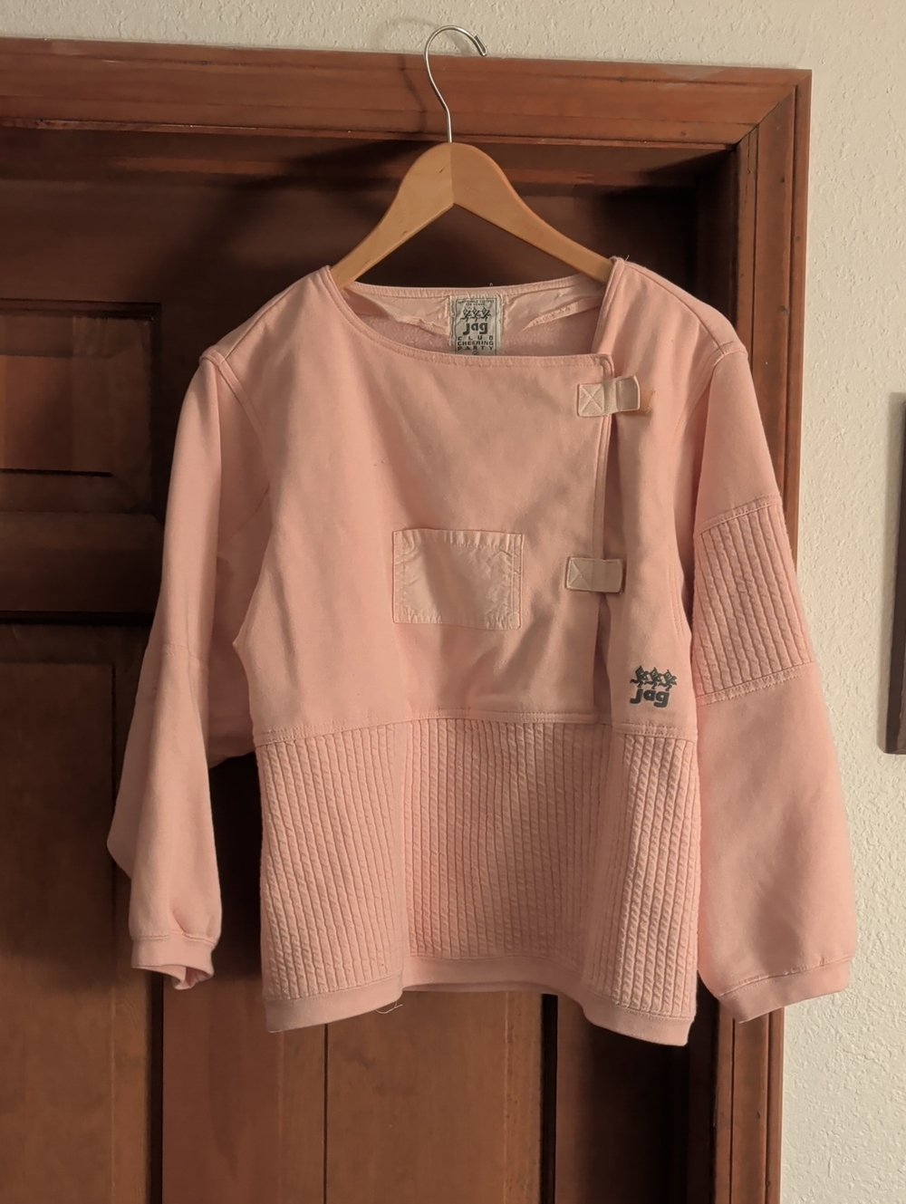 Vintage Jag Pink Knit Panel Pullover Top With Velcro